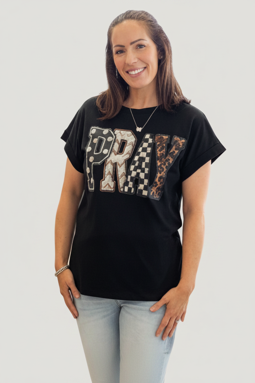 Pray Cotton Folded Sleeve T-Shirt