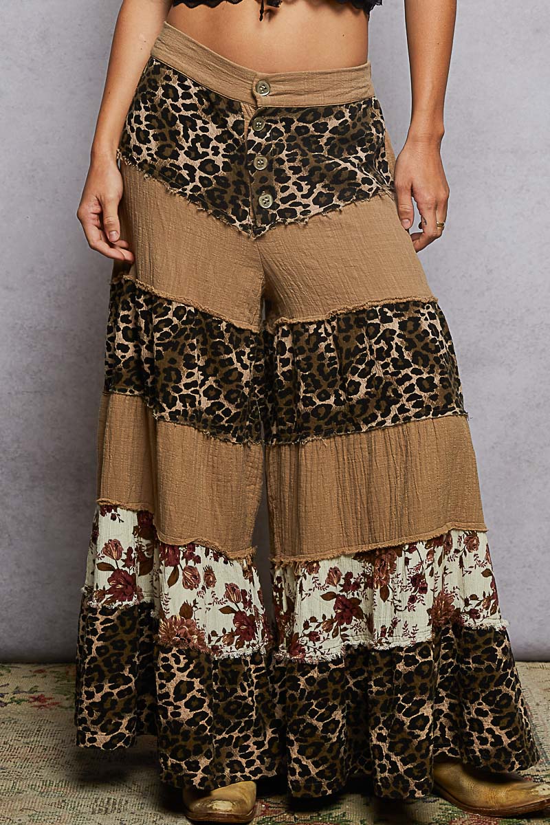 Printed Patchwork Pants