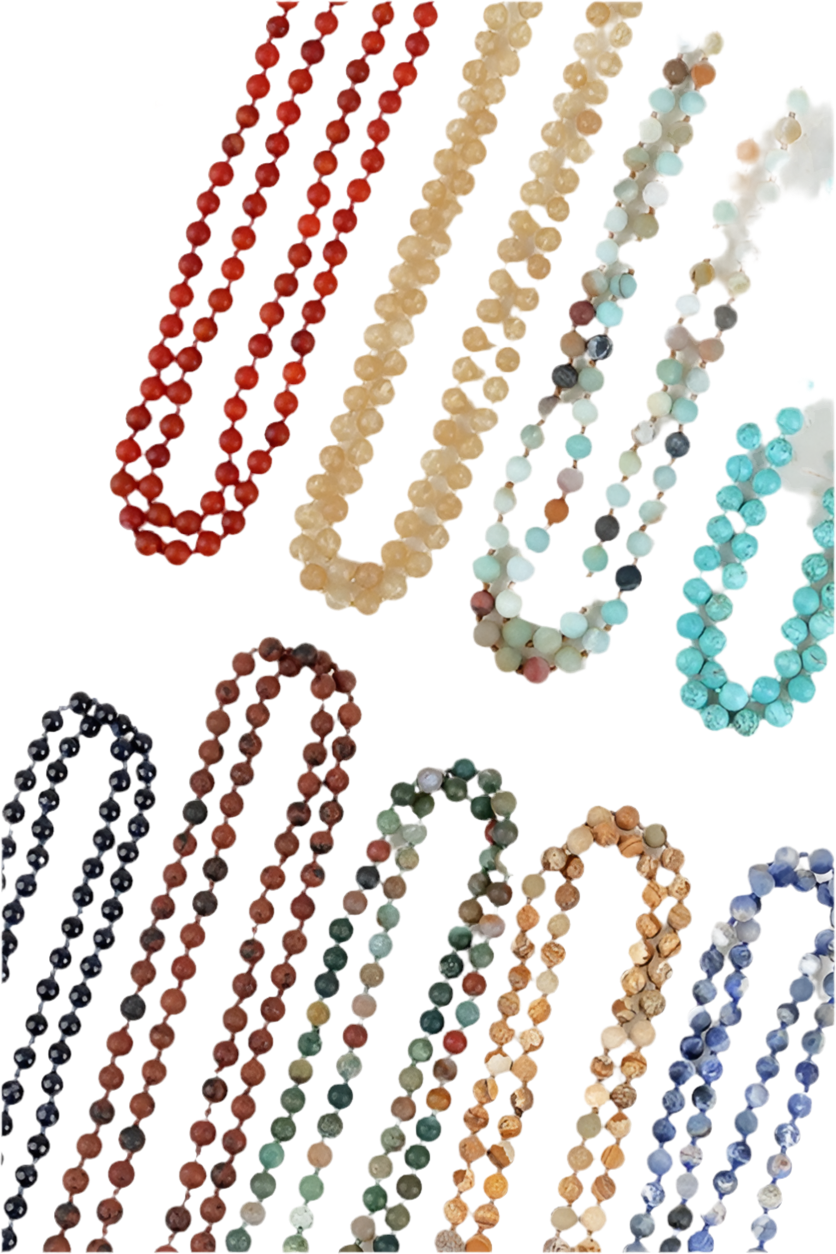 Natural Stone Beaded Long Necklace