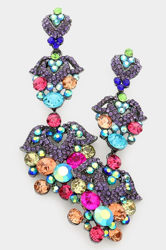 Heart Bubble Crystal Rhinestone Evening Earrings - Debs on 5th