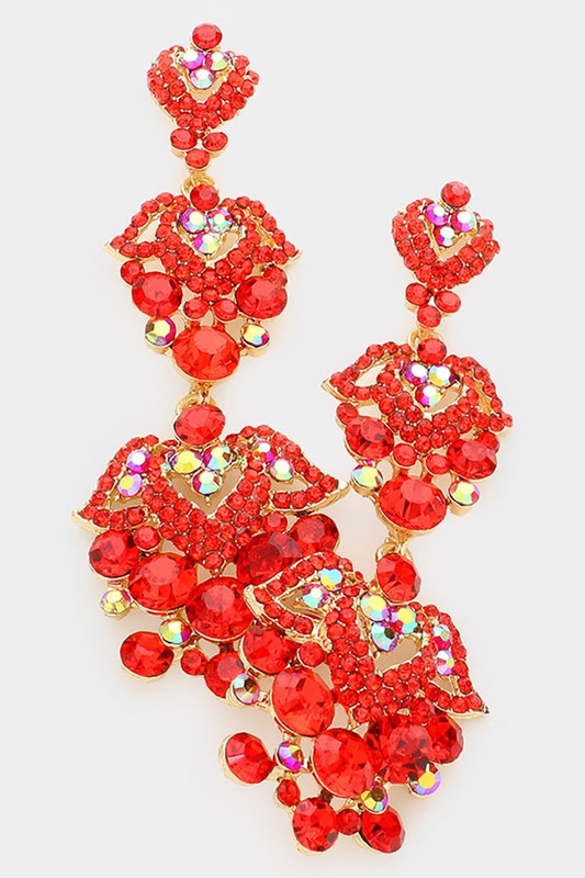 Heart Bubble Crystal Rhinestone Evening Earrings - Debs on 5th