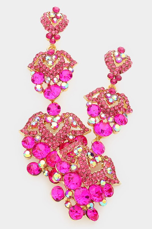 Heart Bubble Crystal Rhinestone Evening Earrings - Debs on 5th