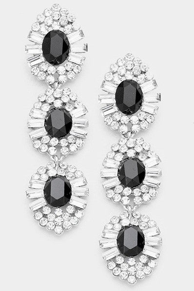 Glass Crystal Stone Dangle Evening Earrings - Debs on 5th