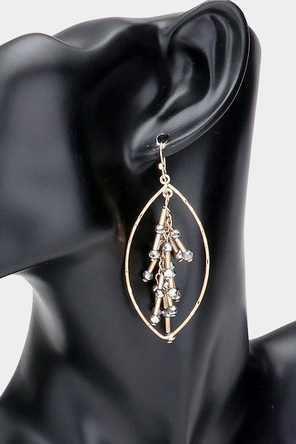 Metal Tube Faceted Bead Petal Dangle Earrings - Debs on 5th