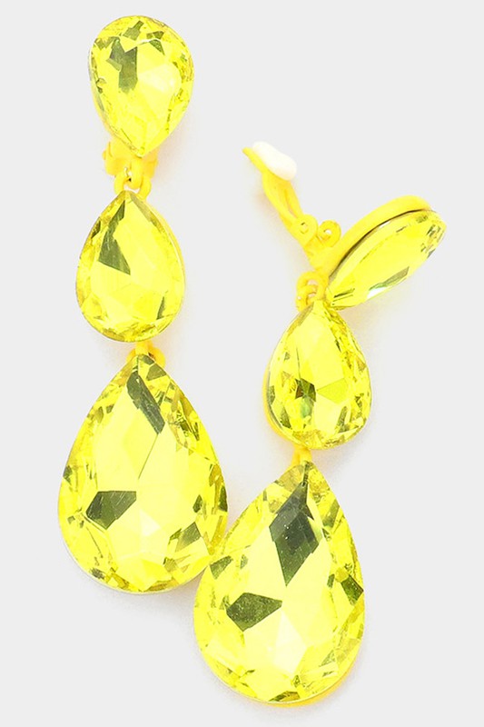 Teardrop Glass Crystal Drop Clip On Earrings - Debs on 5th