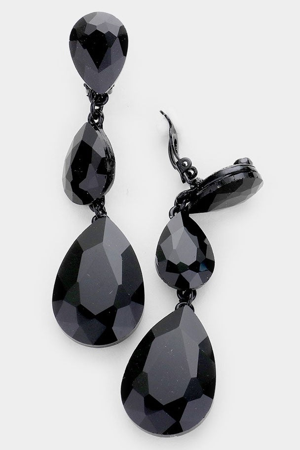 Teardrop Glass Crystal Drop Clip On Earrings - Debs on 5th