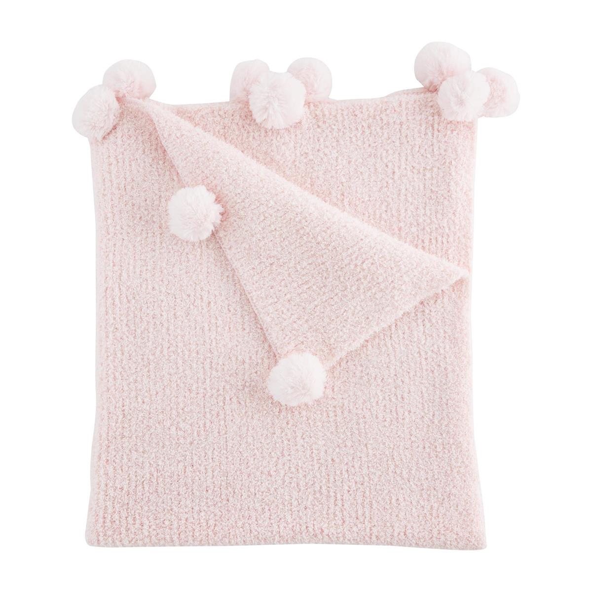 Ribbed Chenille Blanket with Pom-Pom Trim - Debs on 5th