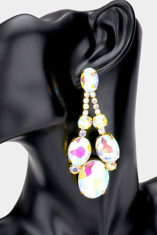 Oval Stone Accented Evening Earrings - Debs on 5th