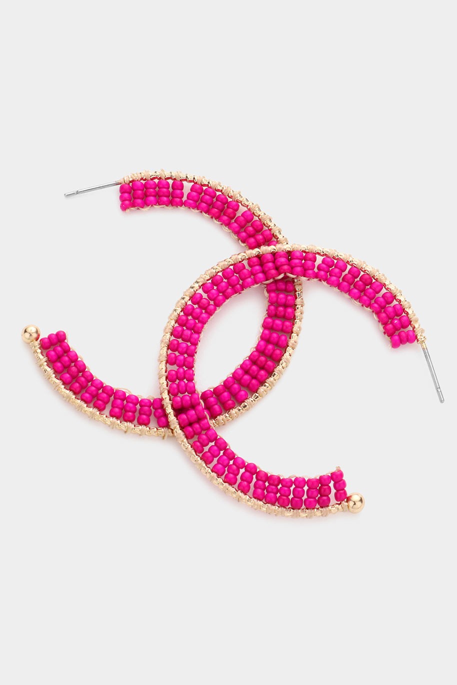 Seed Bead Wrapped Hoop Earrings - Debs on 5th