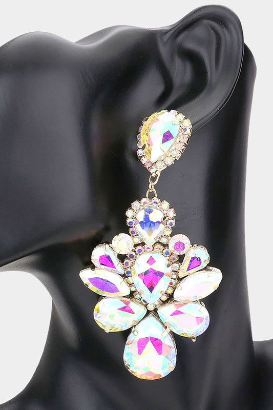 Teardrop Stone Embellished Dangle Evening Earrings - Debs on 5th