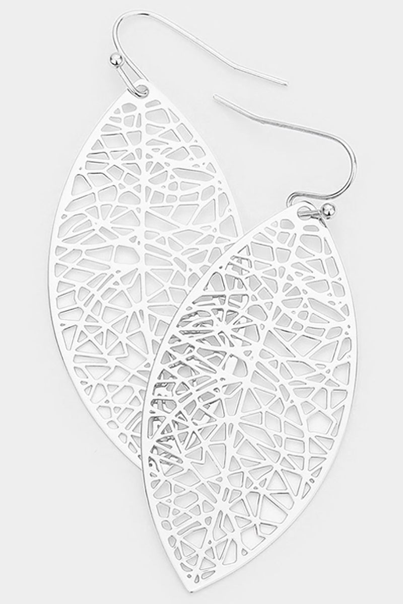 Filigree Brass Metal Marquise Dangle Earrings - Debs on 5th