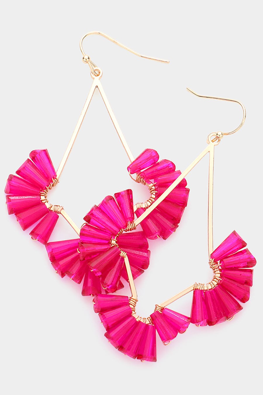 Trapezoid Bead Abstract Open Metal Dangle Earrings - Debs on 5th