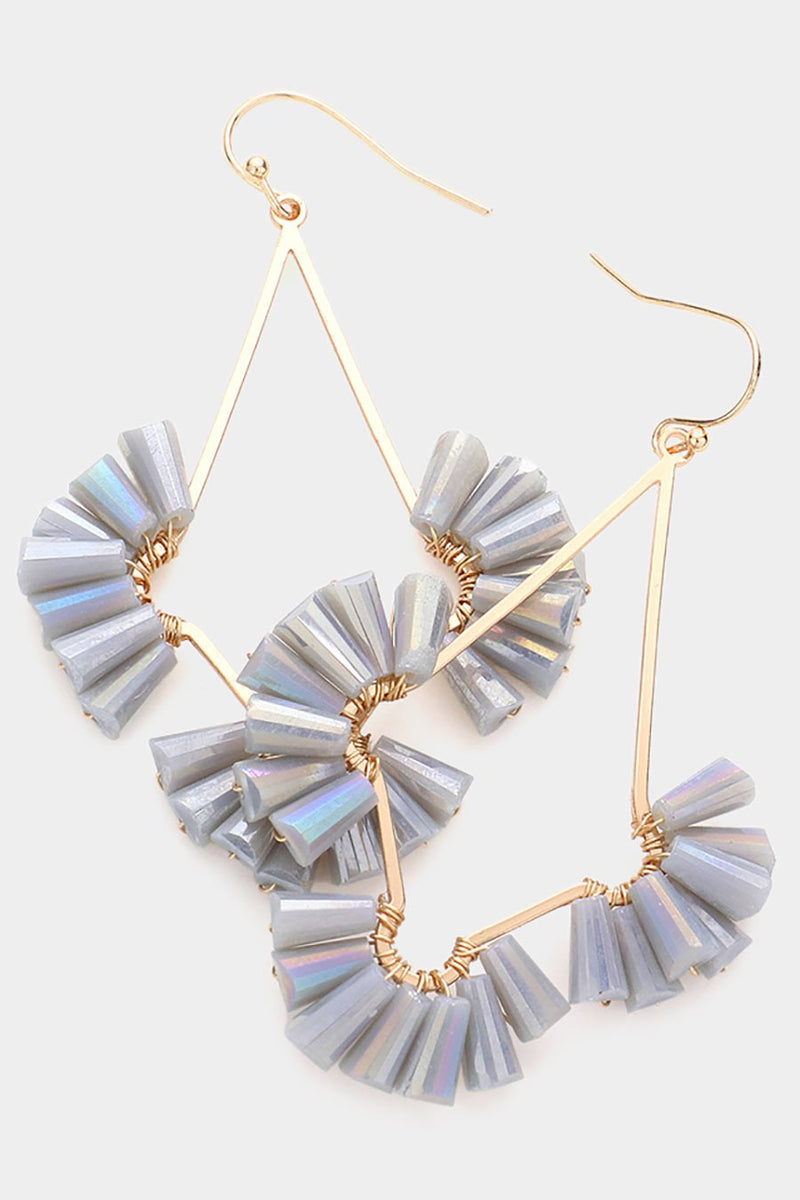 Trapezoid Bead Abstract Open Metal Dangle Earrings - Debs on 5th