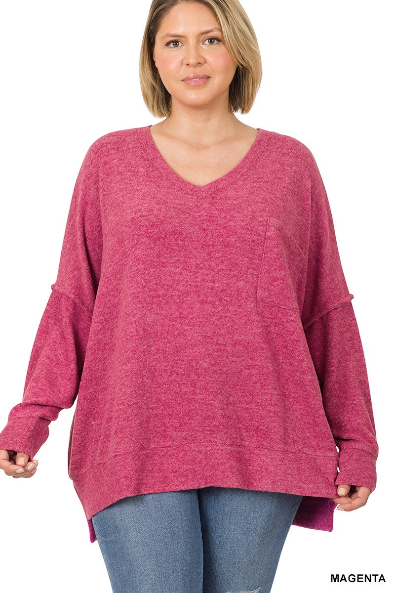 Brushed Mélange Oversized Soft Sweater Plus Size - Debs on 5th