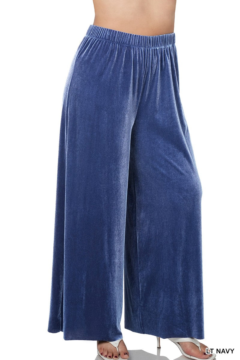 Plus Size Velvet Wide Leg Pants - Debs on 5th
