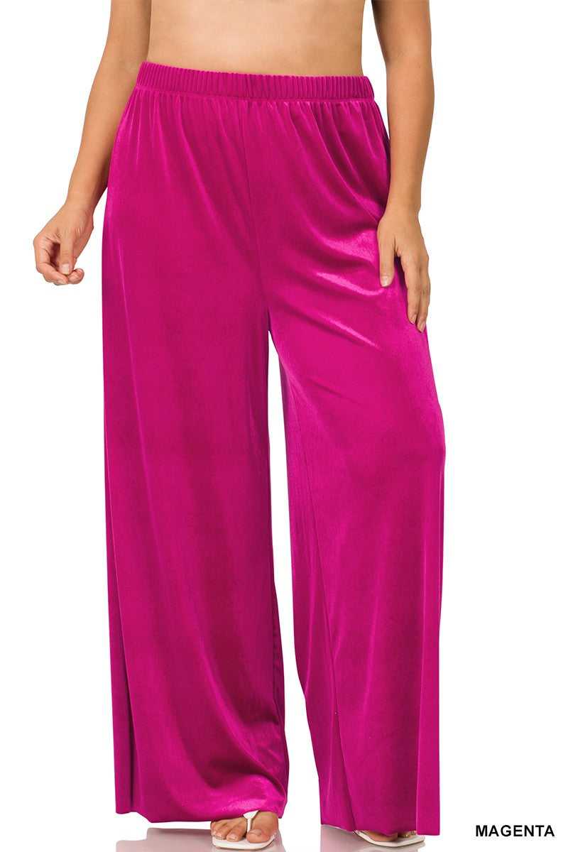 Plus Size Velvet Wide Leg Pants - Debs on 5th