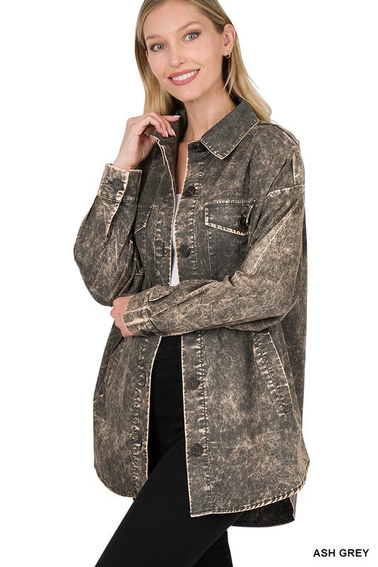 Oversized Vintage Washed Shacket - Debs on 5th