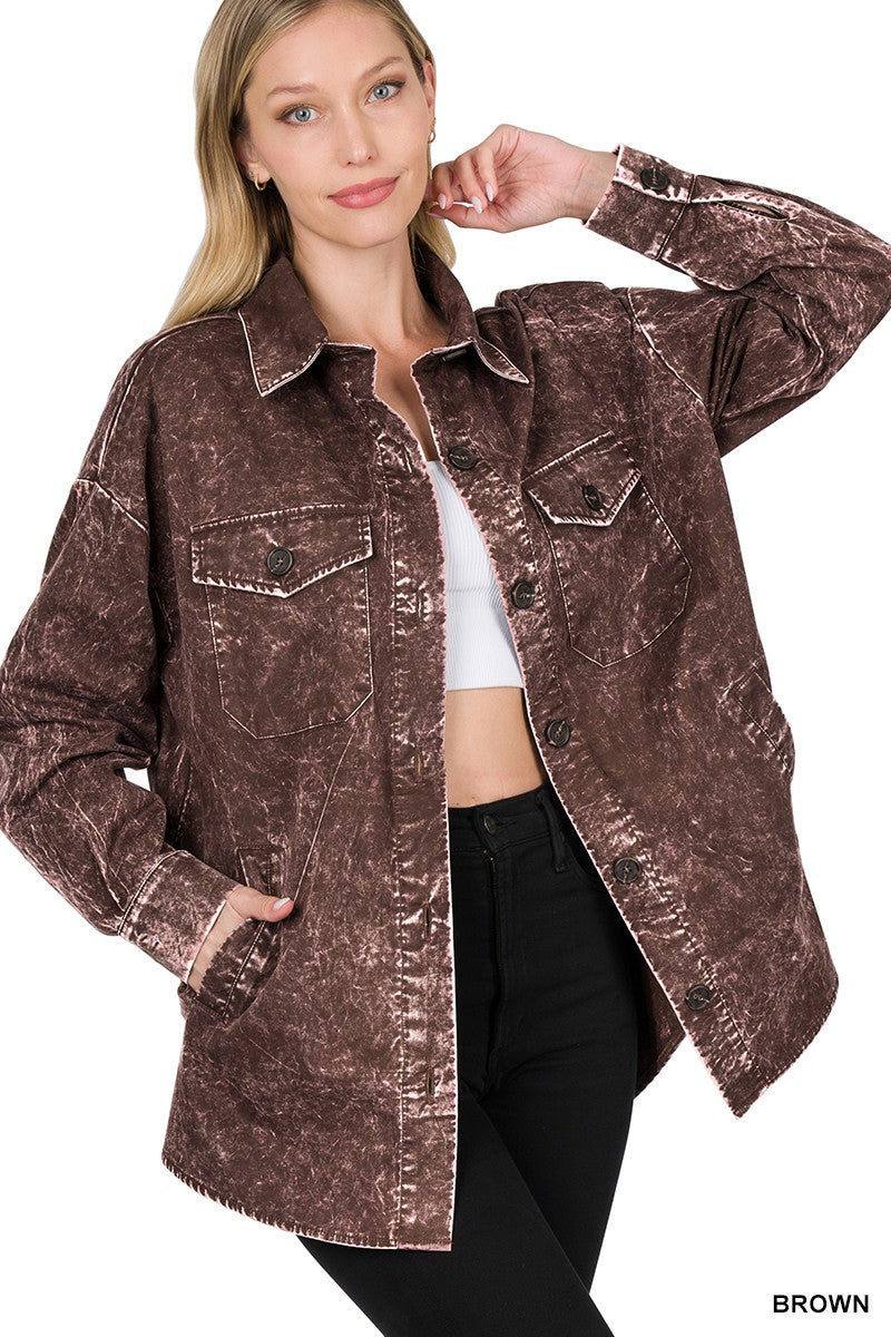 Oversized Vintage Washed Shacket - Debs on 5th