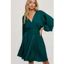 Satin Open-Back Dolman Sleeved Dress - Debs on 5th