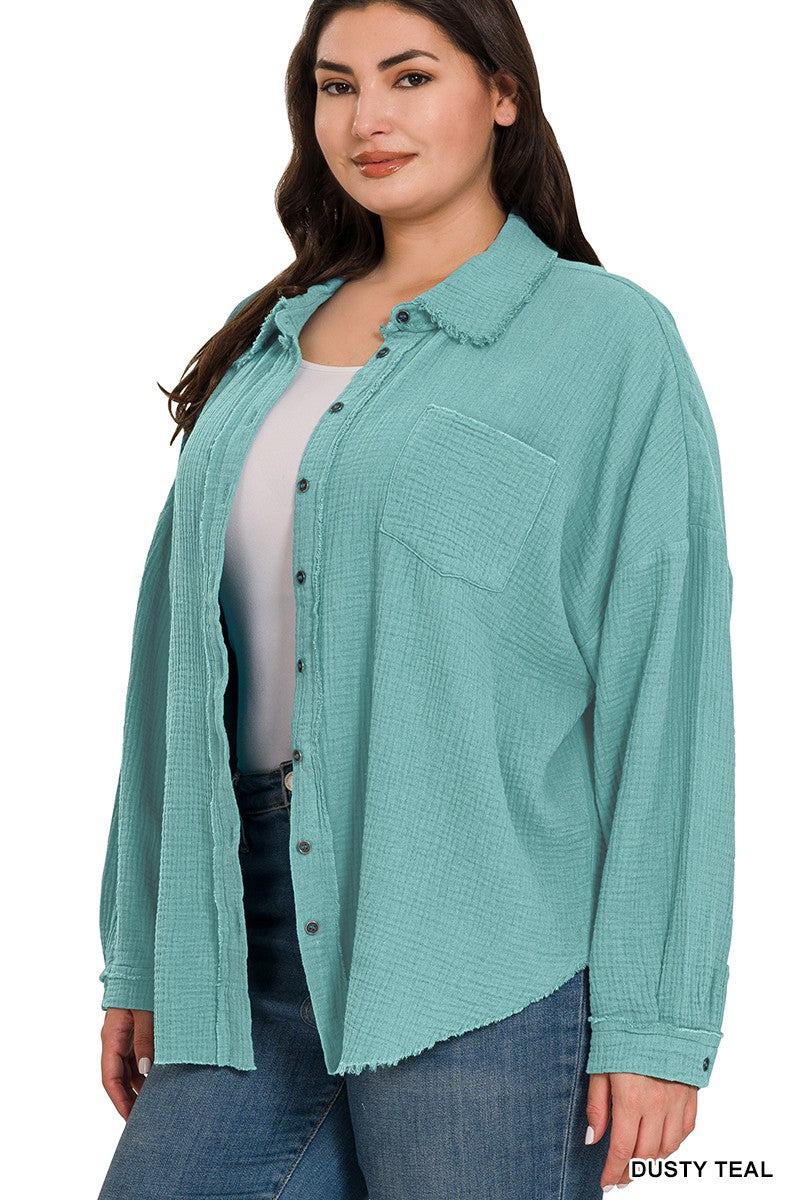 Plus Size Nice and Easy Raw Edge Shirt - Debs on 5th