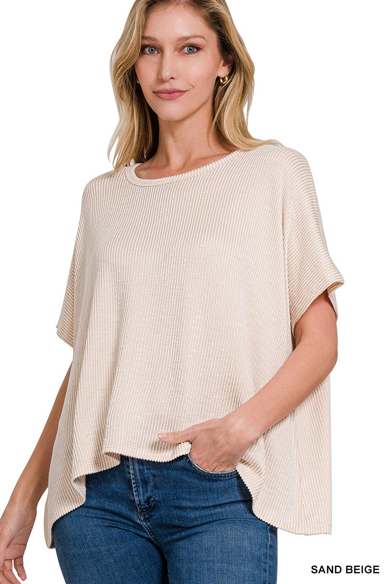Ribbed Stripped Oversized Top - Debs on 5th