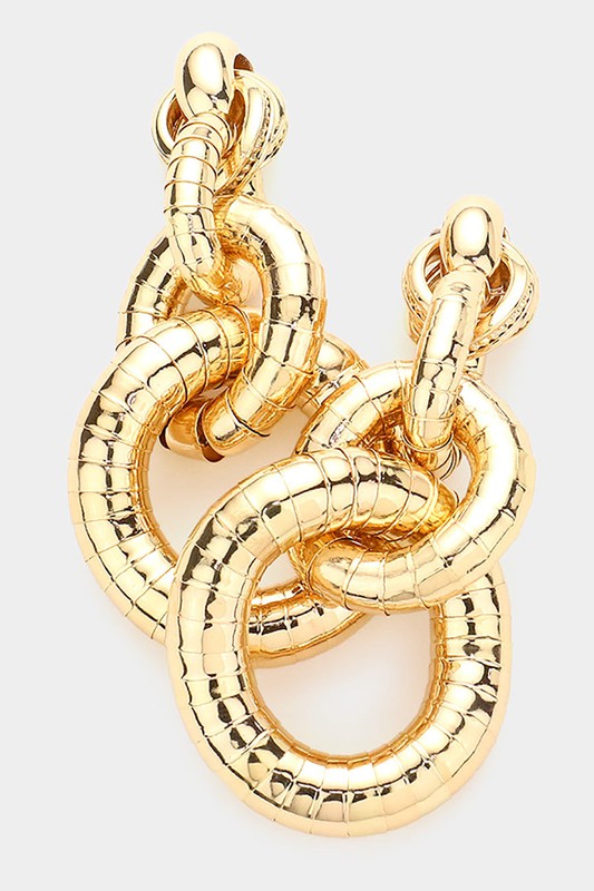 Open Metal Oval Link Gooseneck Dangle Earrings - Debs on 5th