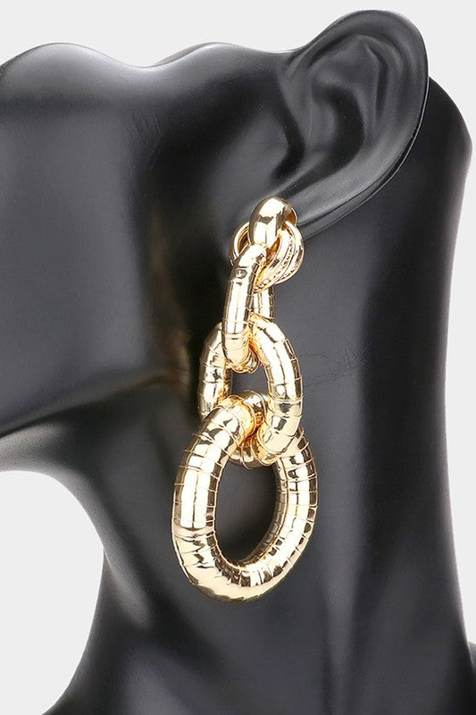 Open Metal Oval Link Gooseneck Dangle Earrings - Debs on 5th