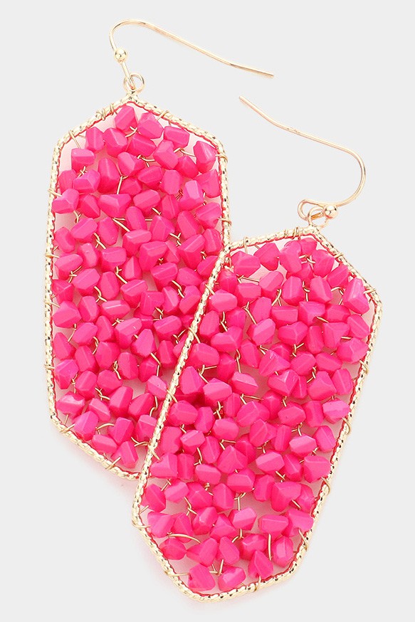 Bead Cluster Hexagon Dangle Earrings - Debs on 5th