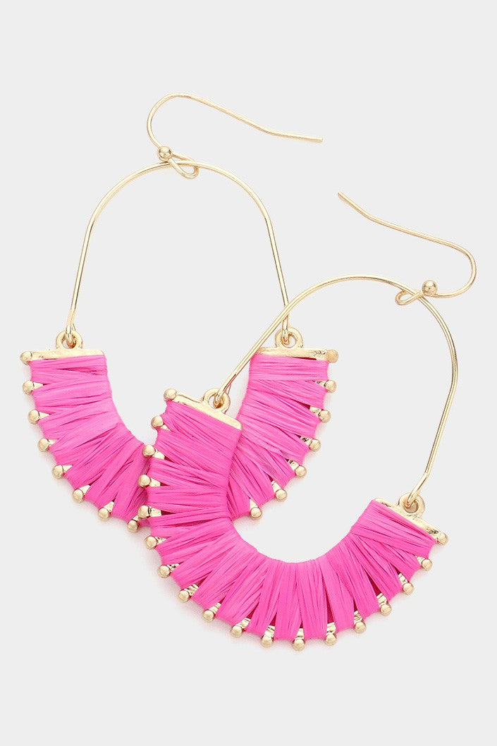 Raffia Wrapped Dangle Earrings - Debs on 5th