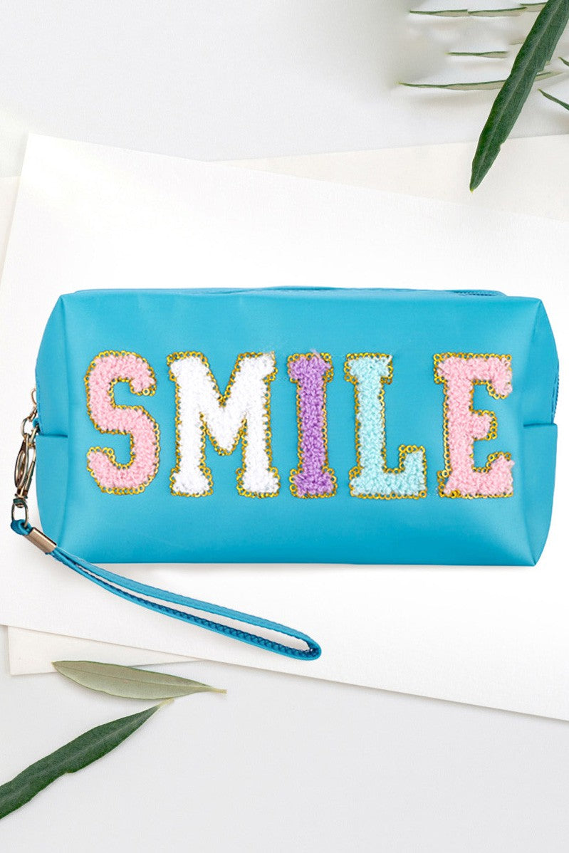 Smile Sequin Chenille Message Pouch Bag - Debs on 5th