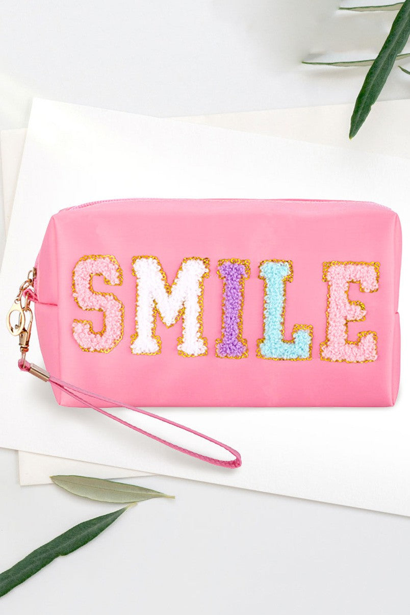 Smile Sequin Chenille Message Pouch Bag - Debs on 5th
