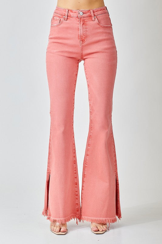 Plus Size High Rise Side Slit Flare Jean - Debs on 5th