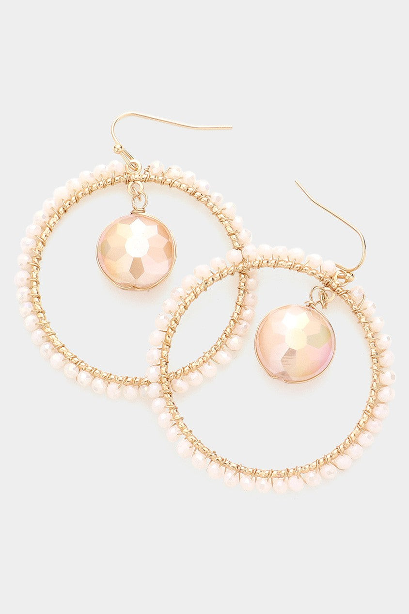 Bead Trimmed Open Circle Dangle Earrings - Debs on 5th