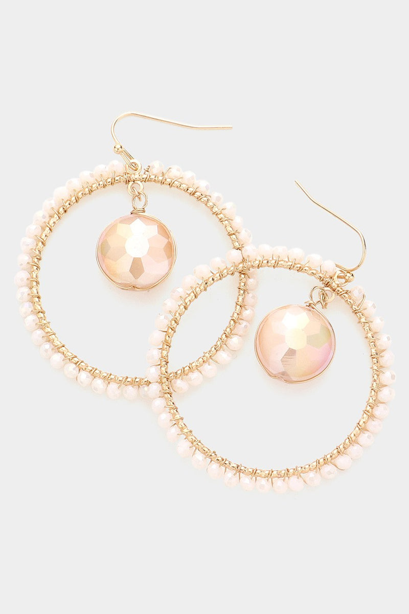 Bead Trimmed Open Circle Dangle Earrings - Debs on 5th