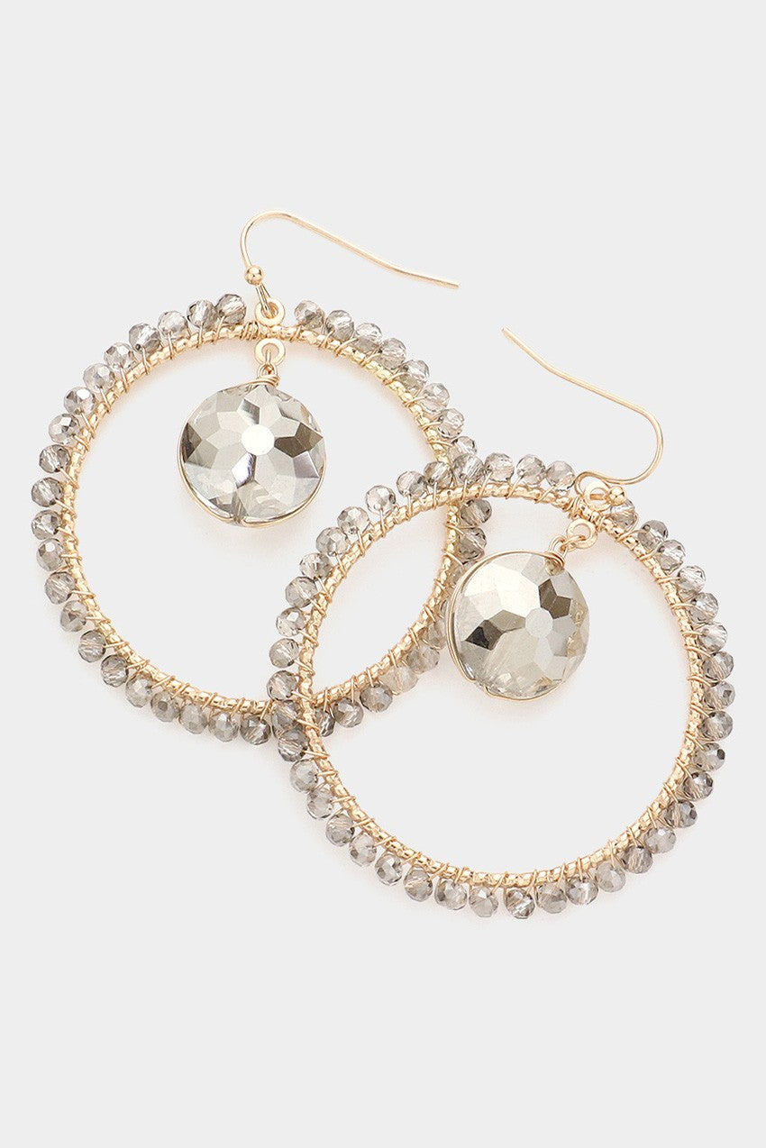 Bead Trimmed Open Circle Dangle Earrings - Debs on 5th