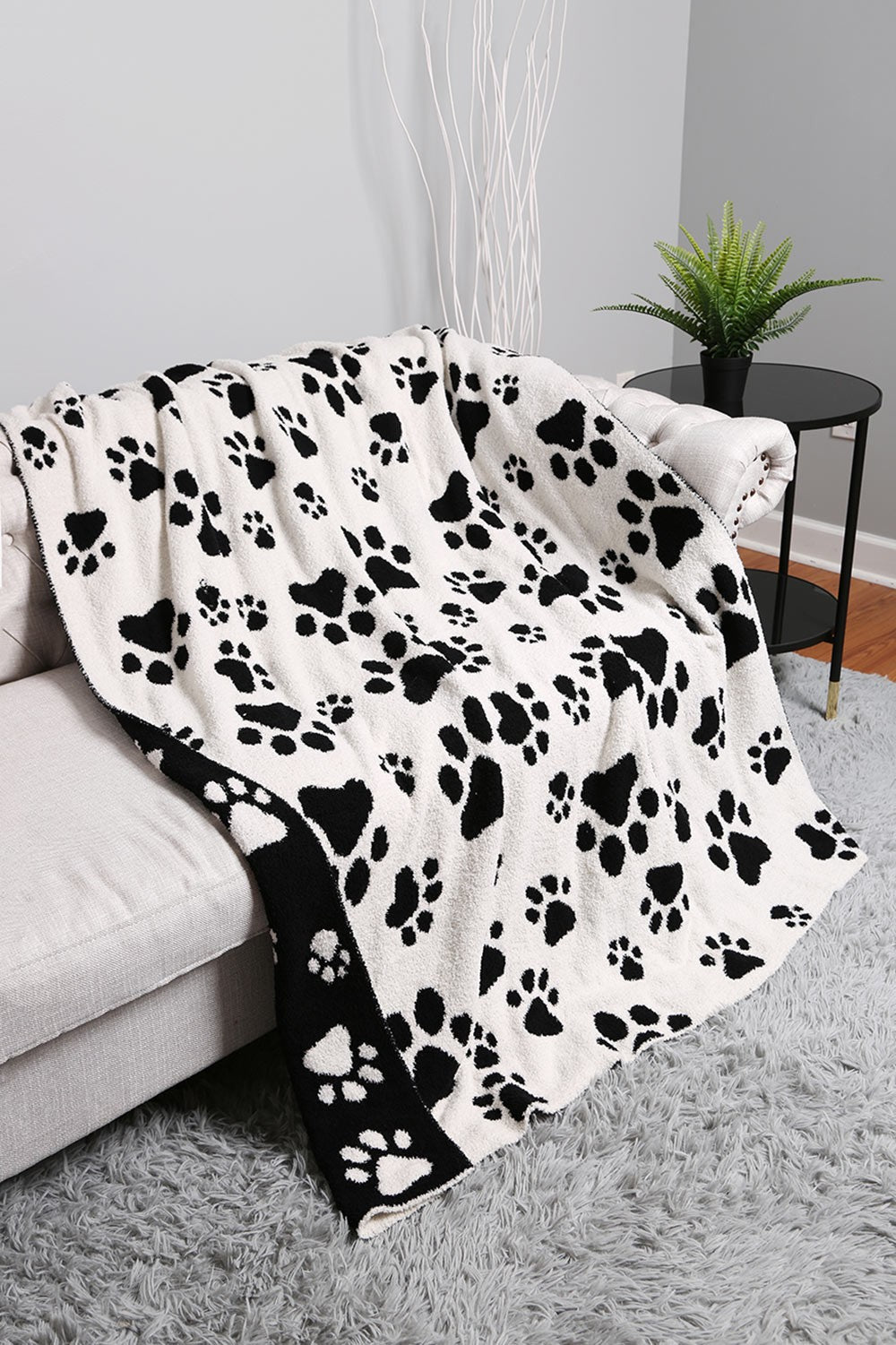 Paw Patterned Reversible Blanket - Debs on 5th