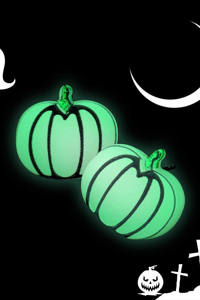Glow in the Dark Pumpkin Stud Earrings - Debs on 5th