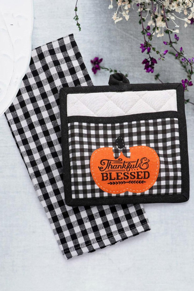 2PCS - Pumpkin Pot Holder and Kitchen Towel Set - Debs on 5th
