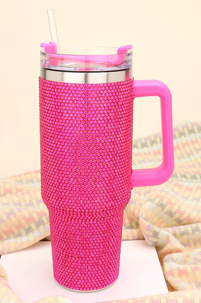 40oz Stainless Steel Bling Tumbler with Handle - Debs on 5th