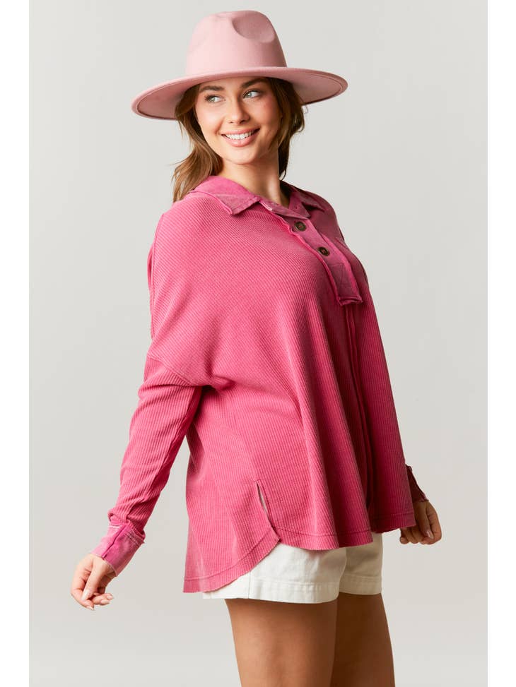 Washed Contrast Loose Fit Top - Debs on 5th