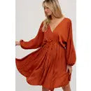 Satin Open-Back Dolman Sleeved Dress - Debs on 5th