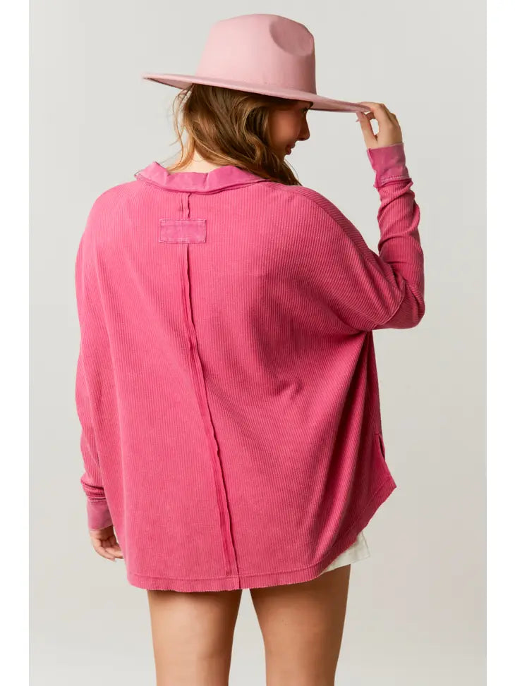 Washed Contrast Loose Fit Top - Debs on 5th