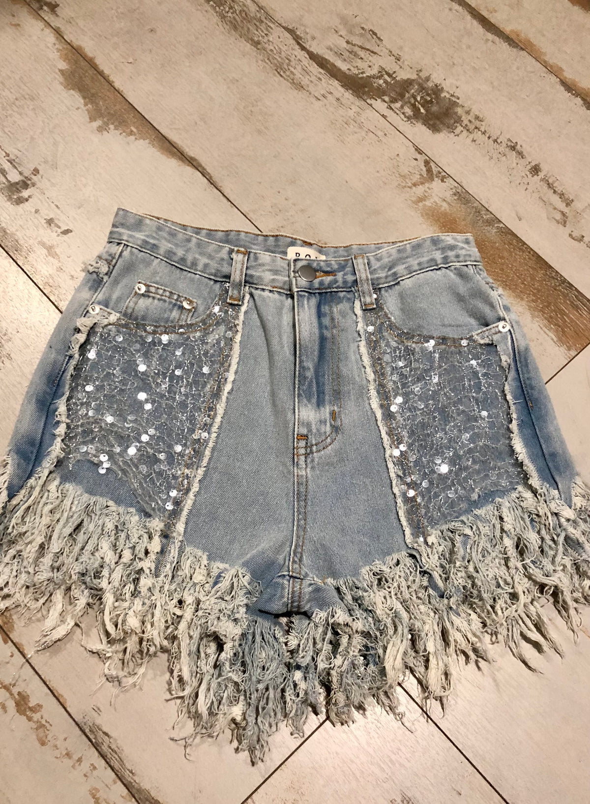 Sequin Pocket Frayed Edge Shorts - Debs on 5th