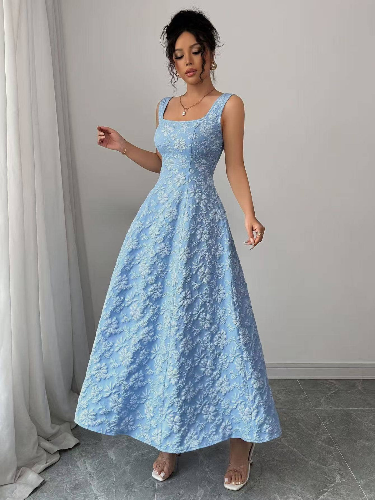 Floral A-Line Midi Dress