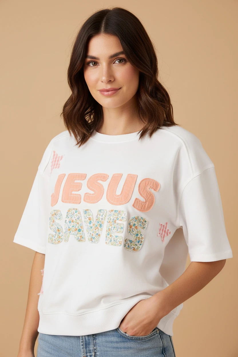 Jesus Saves Patchwork Top