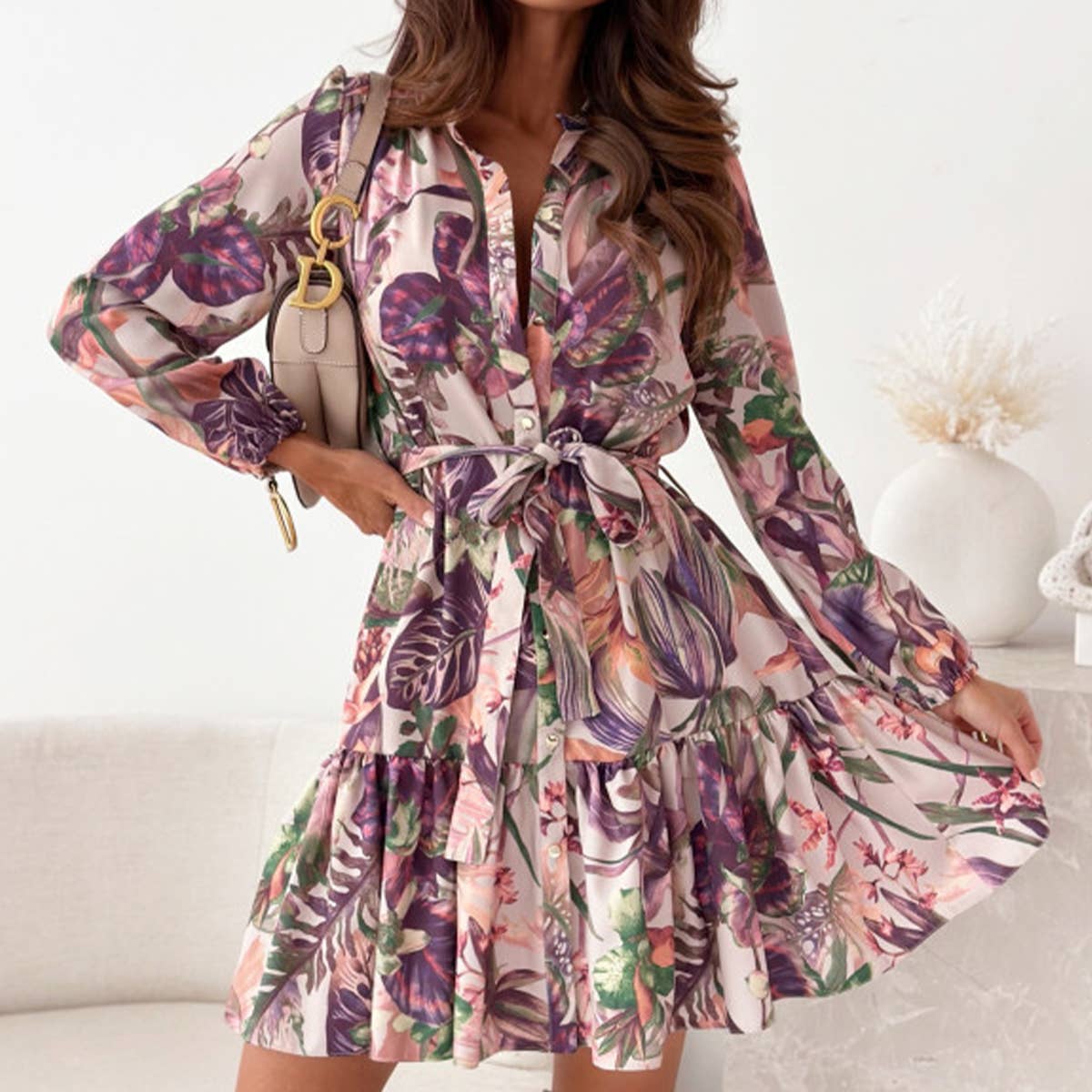 Multi Print Tie Dress
