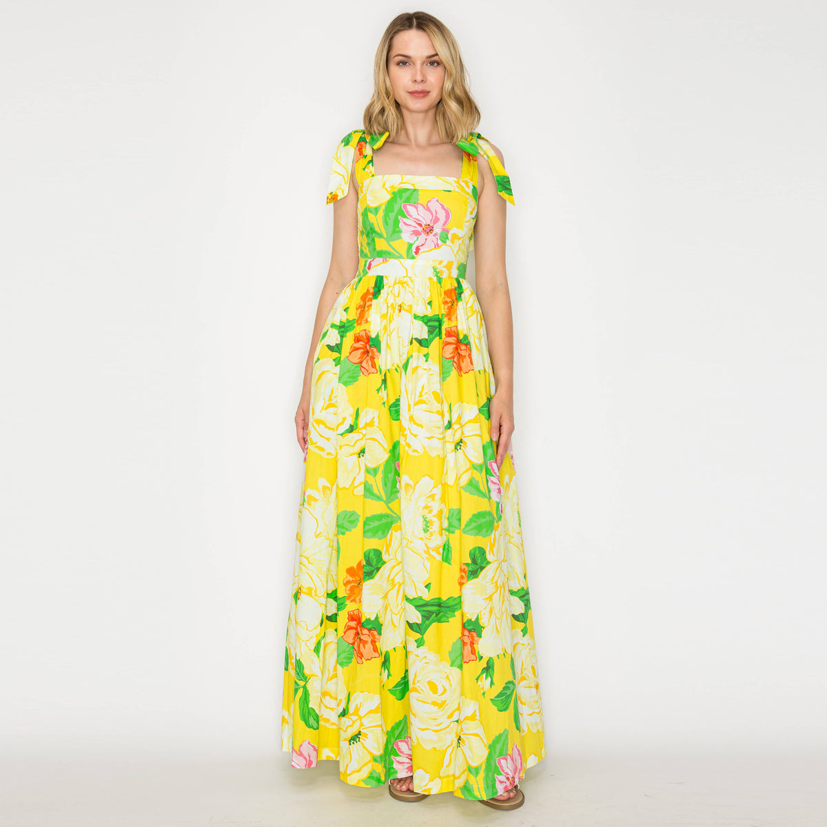 Sunny Lemon Flower Maxi Dress