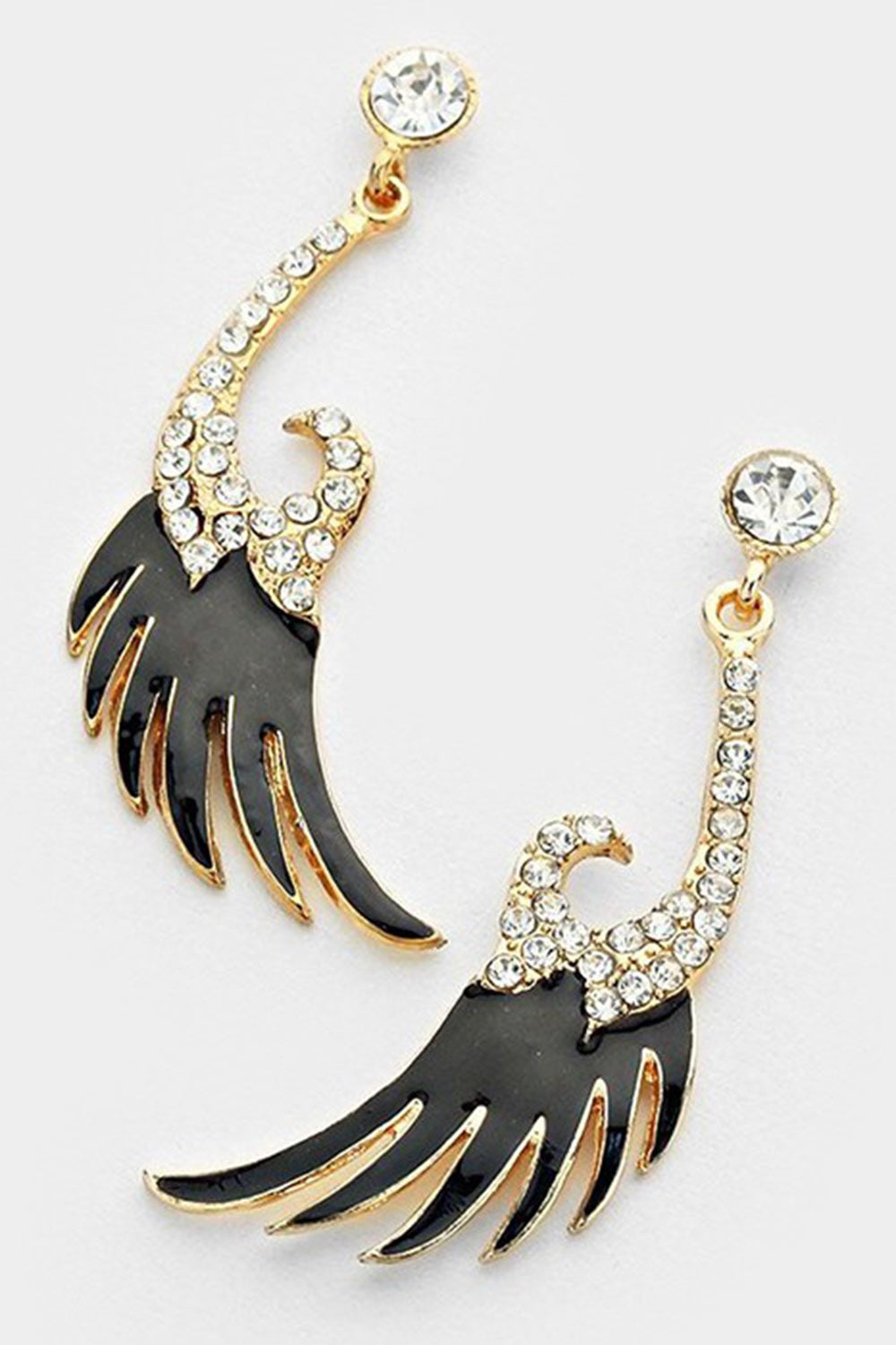 Lacquered Rhinestone Wings Earrings - Debs on 5th