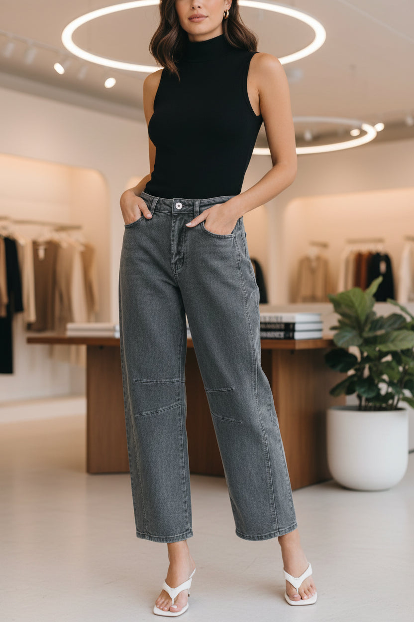 Barrel Leg Denim Pants