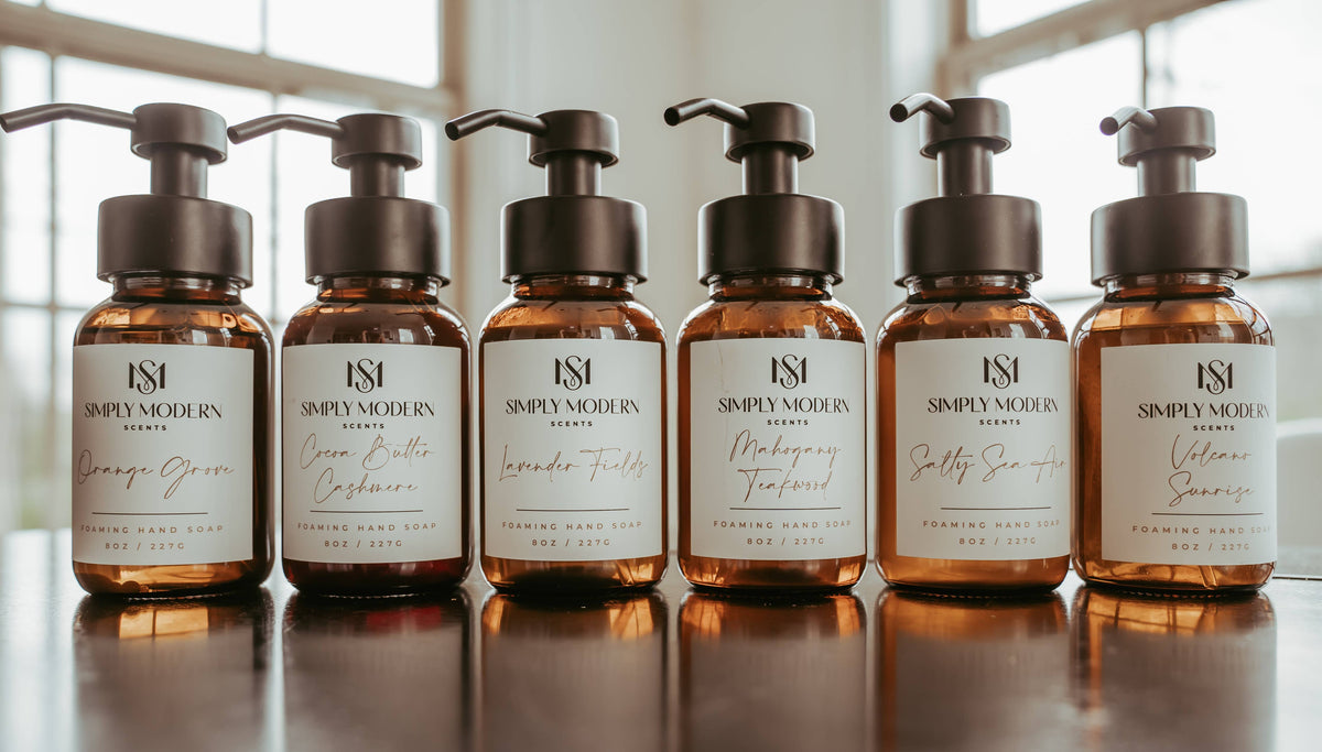 Holiday Scents Foaming Hand Soap | Amber Glass Bottle
